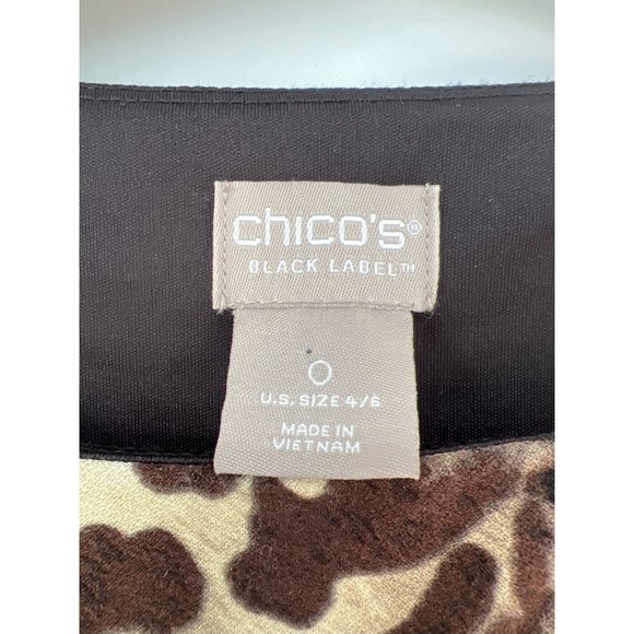 Chico's Black Label Leopard Print Wrap Dress Womens 4/6 Tan Rayon Blend - Picture 4 of 8